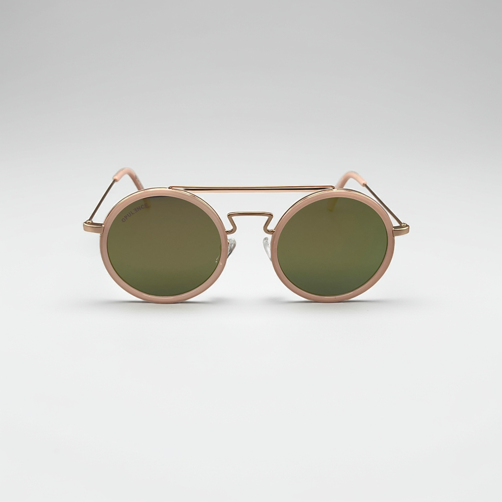 Opulence Aura Pink – Gafas de sol redondas metálicas unisex